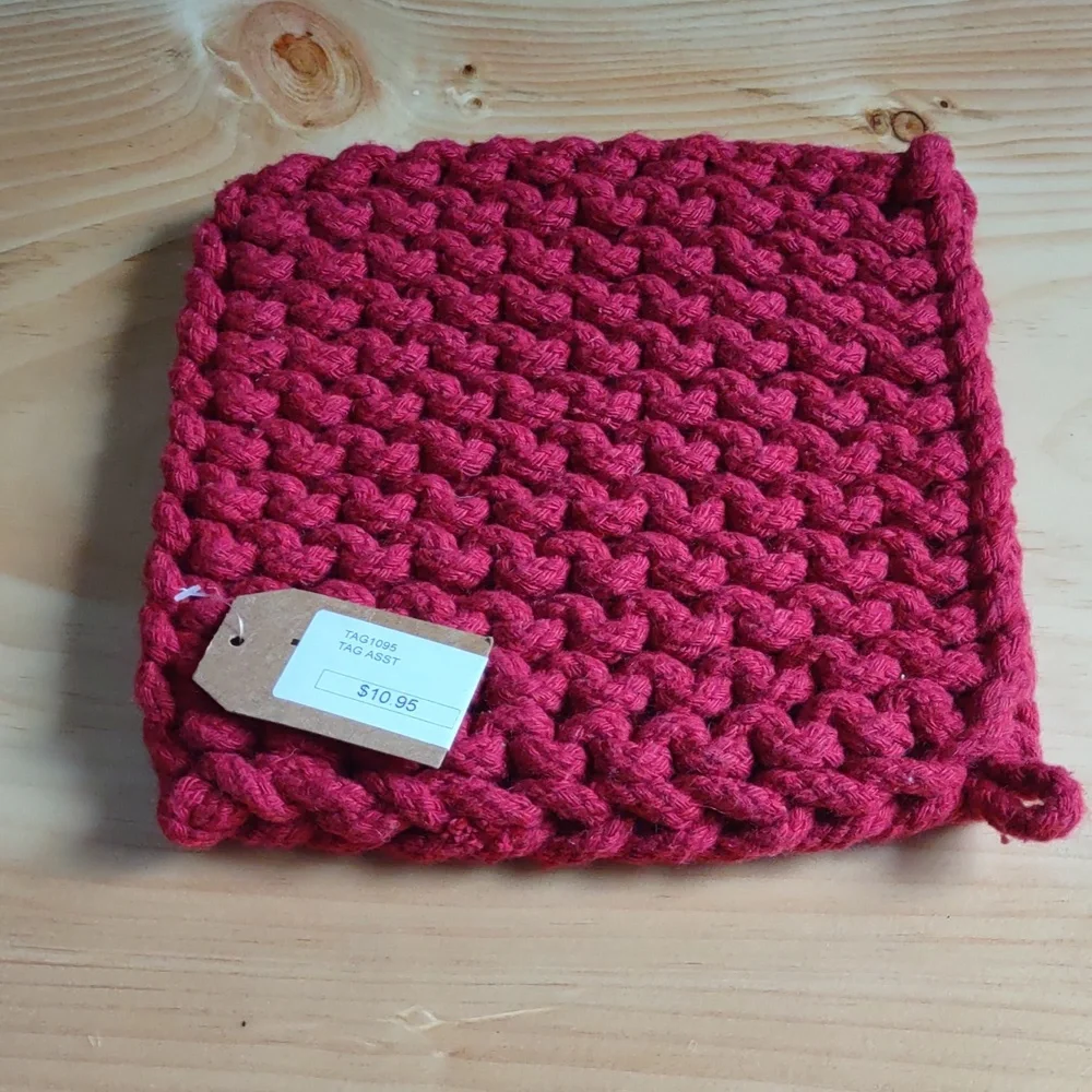 Red Crochet Kitchen Trivet